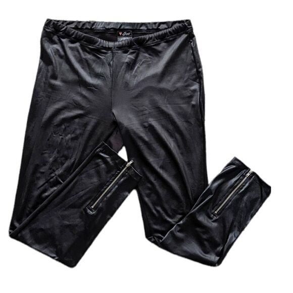 Guess Faux Leather Pants Leggins With Zip Button Leg Large @V - Picture 1 of 9